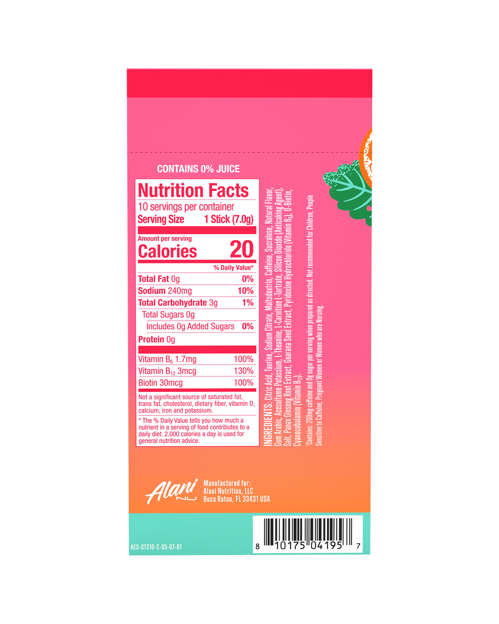 Alani Nu Energy Sticks - Strawberry Sunrise D9 - image 3
