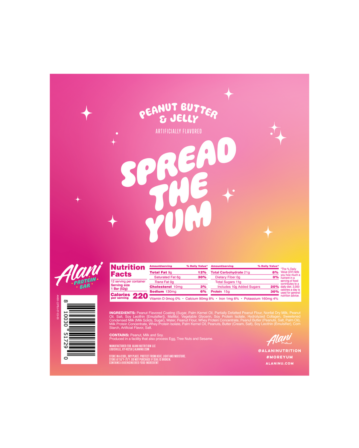 Alani Nu Protein Bar - Peanut Butter & Jelly U9 - image 3